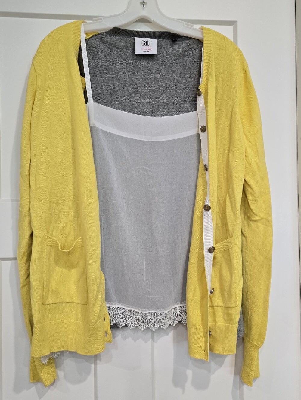 Cabi Yellow Cardigan with Shear Tank Top